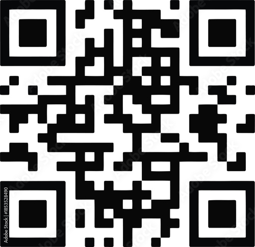 A black and white quick response code for digital information and data scanning