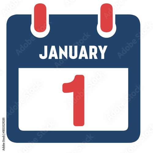 January 1 Calendar Icon Flat Design Style for New Year Concept. vector calendar icon