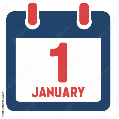 January 1st Calendar Icon, New Year Date Concept, Flat Design Style. independence day calendar