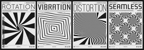 Abstract striped background. Optical illusion. Black and white design. Tunnel. 3d vector illustration for brochure, magazine, poster, presentation, flyer or banner.