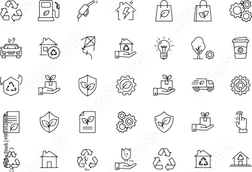 Eco- Friendly and Sustainability Icons Set Keywords