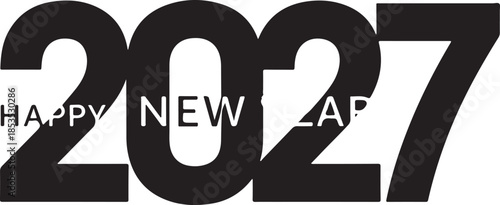 Happy New Year 2027 Bold Typography celebration greeting
