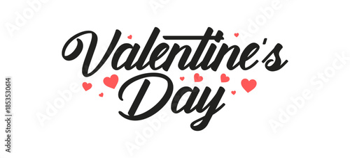 Happy Valentine’s Day Handwritten Script Typography with Hearts