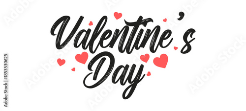 Happy Valentine’s Day Handwritten Script Typography with Hearts