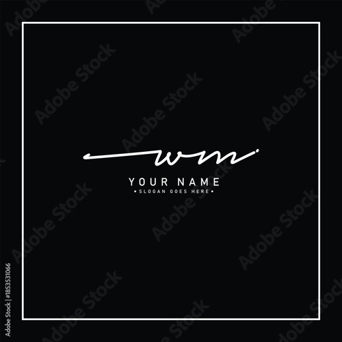 Initial Signature Logo for Letter WM - Vector Logo Template in Handwritten Signature Style
