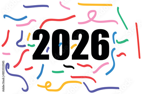 2026 Celebration background, gold confetti border, party banner. New Year 2026 logo design template set with numbers. silvester sylvester 2026 new year new years eve party background banner .