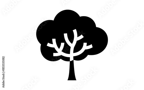 Black Tree Silhouette Isolated on White Background