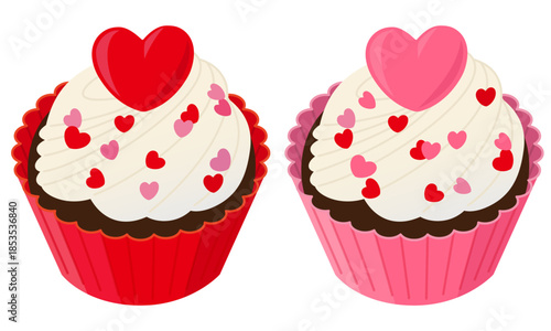 かわいいカップケーキのイラストレーション。