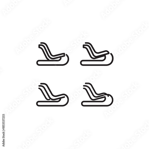 Sled icon line art flat winter design