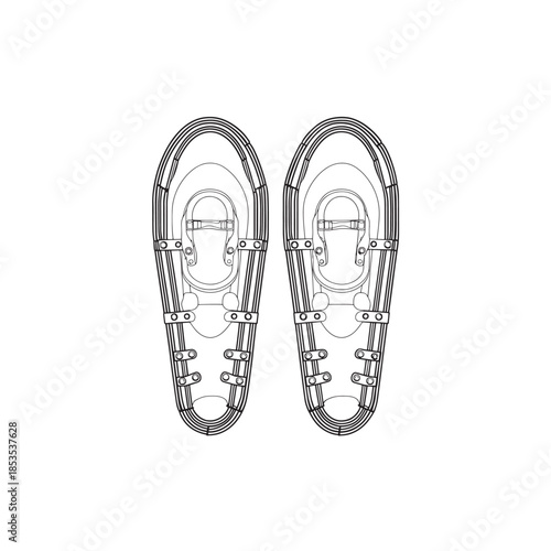 Snowshoes line art crisp air winter exploration