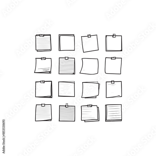 Sticky Notes line art organize thoughts plan efficiently