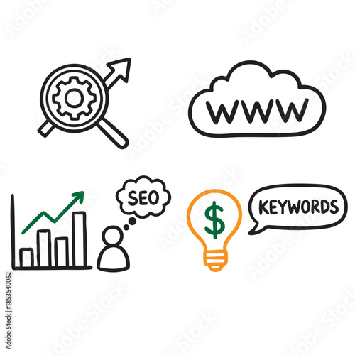 Hand drawn seo doodle icons 