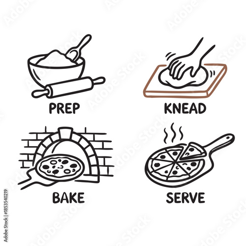 Hand drawn Baking Preparation Cooking Icons