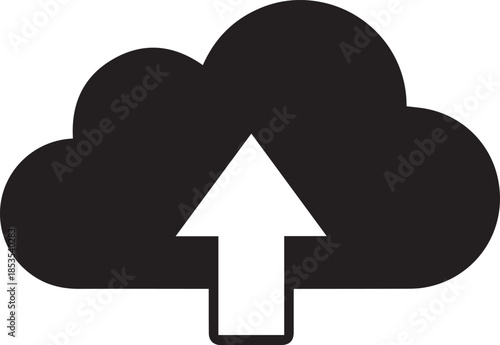 Upload to cloud storage icon silhouette vector black on a white background