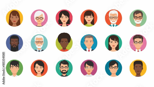 Collection of diverse people avatars in circular frames.