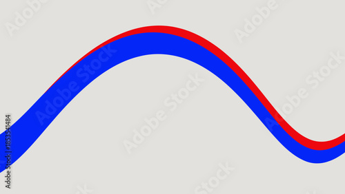 Abstract Blue and Red Wavy Lines on Gray Background