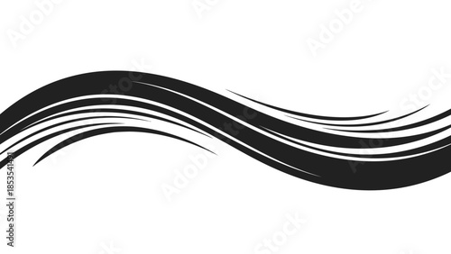 Abstract Black Wavy Lines on White Background - Dynamic Flowing Design