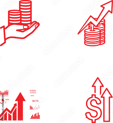 Financial growth and investment icons