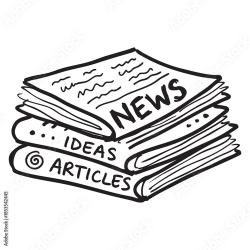 Hand Drawn Newspaper and Headlines Doodle