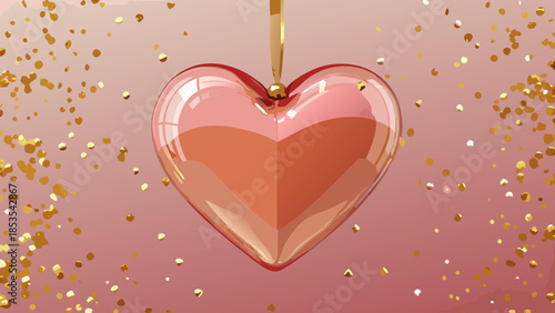 Modern Valentines Day Background Featuring Transparent Glass Hearts and Soft Romantic Lighting Effects