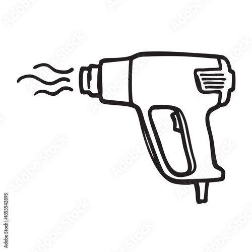Hand Drawn Hair Dryer Line Art Icon