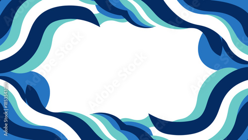 Blue Wave Border - Abstract Wavy Pattern Frame