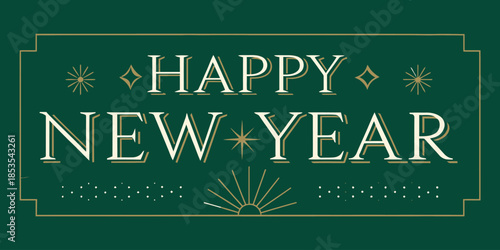 Happy New Year celebration with elegant gold typography