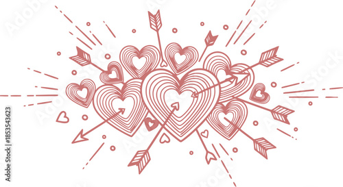 Valentine's Day Heart Design with Arrows and Romantic Elements