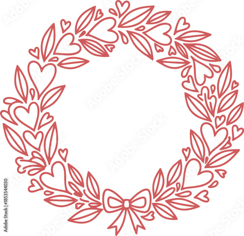 Red Heart Wreath Design for Romantic Decor and Valentine's Day