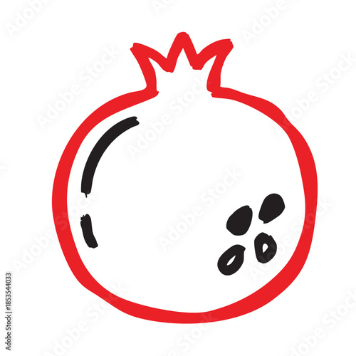 Hand drawn Fresh pomegranate fruit healthy food icon
