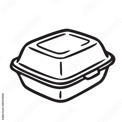 Hand drawn disposable food takeaway box outline icon