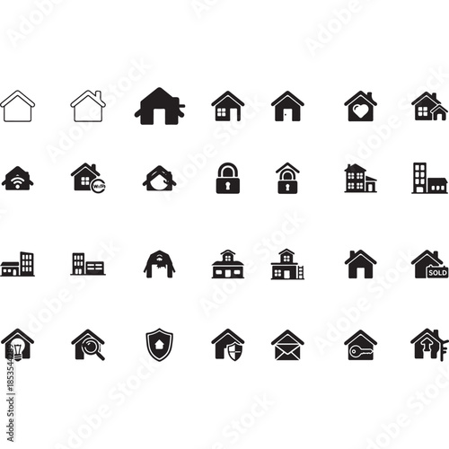 Building minimal thin line web icon set. Outline icons collection. Simple vector illustration.
