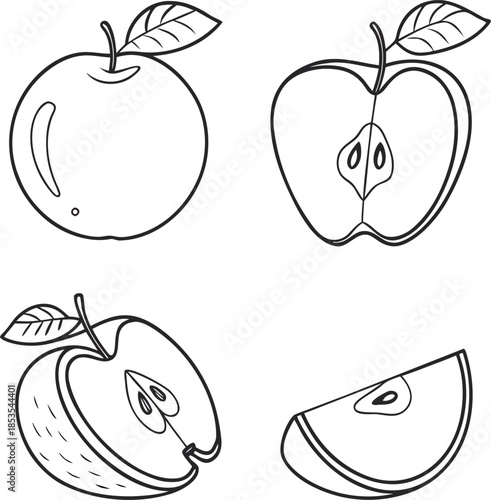 Simple apple fruit line icon set vector illustration design