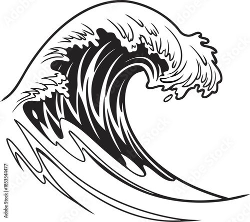A simple wave silhouette icon displayed on a white background
