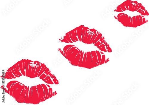 Stylish Red Lipstick Kisses Vector Art for Romantic Themes