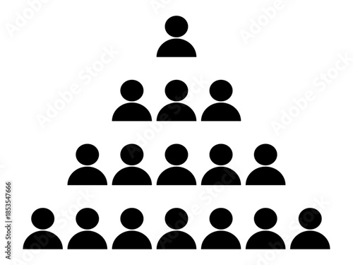 Organizational hierarchy icon showing people pyramid structure, leadership levels and team management