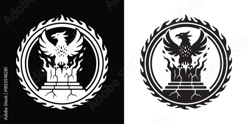 Phoenix Rebirth from Fire Altar Circular Emblem