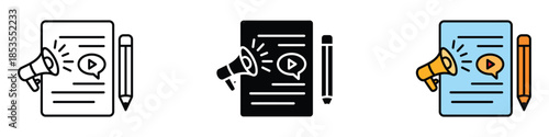 Content Marketing icon vector. video creation, and digital promotion symbol. vector illustration.