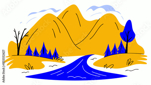 Tranquil Twilight Hills in Moody Blue Atmospheric Landscape