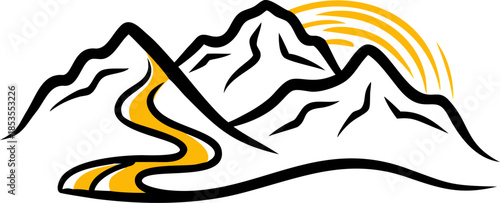 Sunrise Mist over Alpine Peaks with Pine Forest Lake