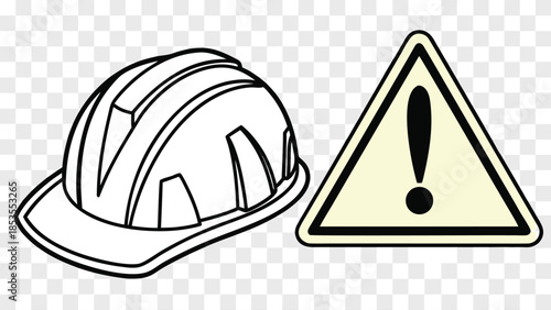 Hard Hat and Warning Sign Safety Symbols for Construction Industry