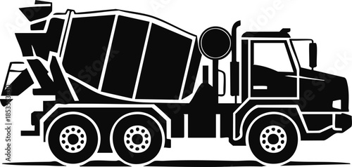 Concrete Mixer Truck Silhouette, silhouette, illustration, vector
