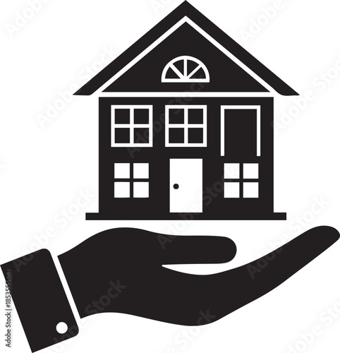 Hand Holding House Icon Real Estate Home Ownership Protection Concept vector illustration