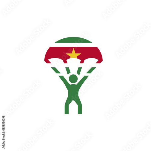 Suriname Flag Paragliding In Icon