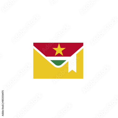 Suriname Flag Marked Mail In Icon
