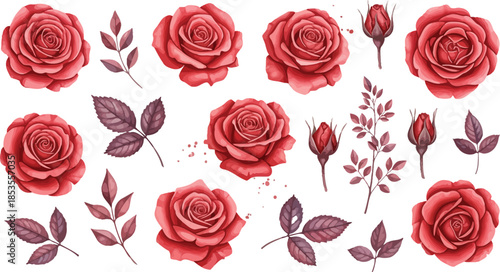 Seamless floral pattern featuring red roses in a romantic decorative design