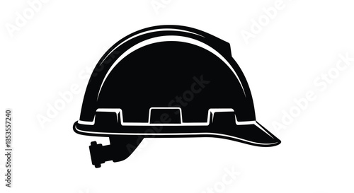 A stark black and white depiction of a construction worker s protective headgear silhouette