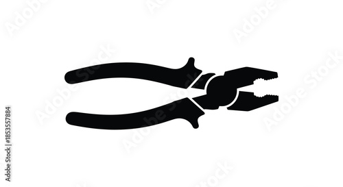 A striking black silhouette of pliers a common hand tool for gripping and cutting silhouette