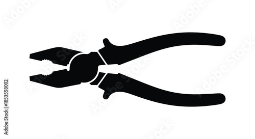 A stark black outline of a pair of pliers showcasing a tool used for gripping and cutting silhouette