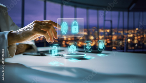 Cybersecurity and Digital Security Concept with Futuristic Interface.